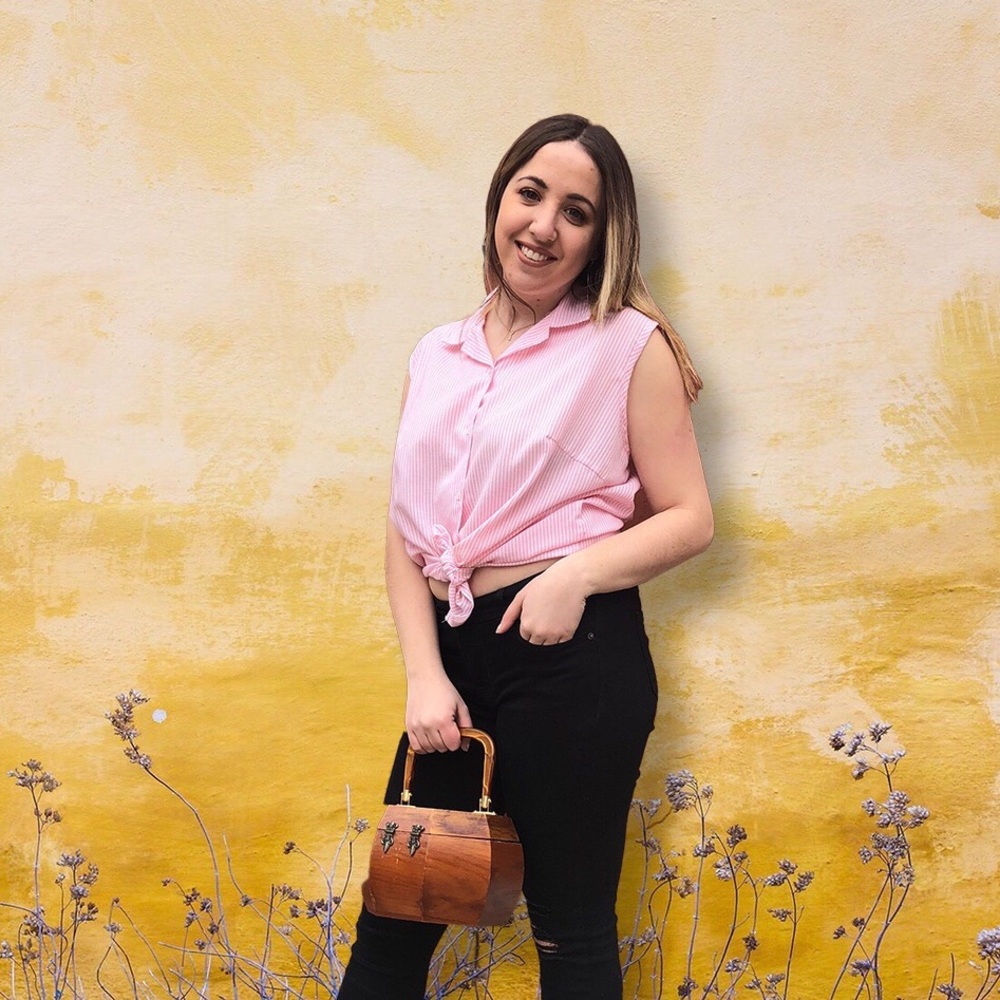 Vintage 1950's Sleeveless Pink Pinstripe Button Up